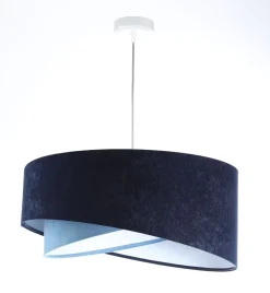 Hängelampen|Bürolampen*BPS Koncept Hängeleuchte Blau E27 rund D: 50 cm Velours Optik Stoff