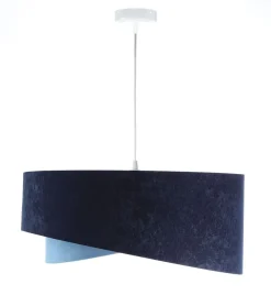 Hängelampen|Bürolampen*BPS Koncept Hängeleuchte Blau E27 rund D: 50 cm Velours Optik Stoff