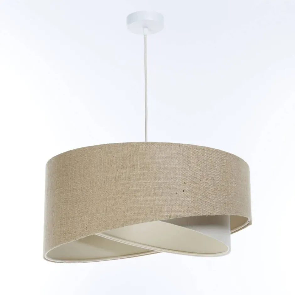 Wohnzimmerlampen|Schlafzimmer Lampen*BPS Koncept Hängeleuchte Boho rund D: 45 cm Natur Creme Stoff E27