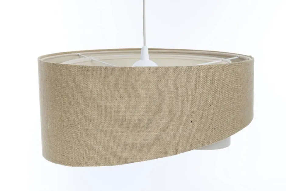 Wohnzimmerlampen|Schlafzimmer Lampen*BPS Koncept Hängeleuchte Boho rund D: 45 cm Natur Creme Stoff E27