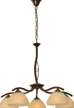 Rustikale Lampen|Glaslampen*Masterlight Hängeleuchte BOLZANO in Braun Patina 5-flmg