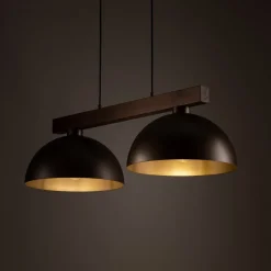 Hängelampen|Bürolampen*TK Lighting Hängeleuchte Braun Metall Holz L: 83 E27 2-flammig