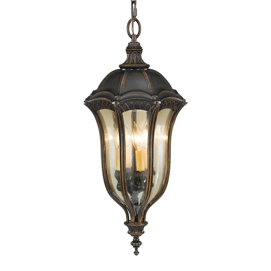 Elstead Hängeleuchte Braun Stahl Terrasse Vintage IP44< Außenleuchten Antik|Gartenlaternen