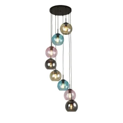 Hängelampen|Bürolampen*Searchlight Hängeleuchte Bunt Ø 54 cm H: max. 2 m verstellbar Glas