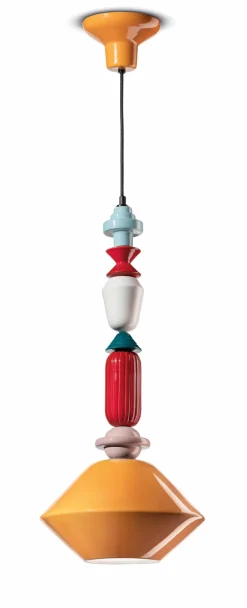 Wohnzimmerlampen|Keramiklampen*Ferroluce Hängeleuchte Bunt Keramik Ø 31 cm Handarbeit E27 Retro