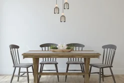 Hängelampen|Bürolampen*Belis Hängeleuchte Champagner Metall Holz 3-flmg E27 Ø36 cm