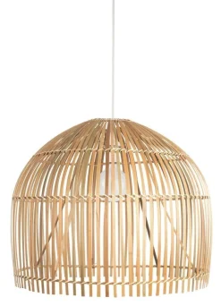 Hängelampen|Wohnzimmerlampen*Searchlight Hängeleuchte E27 Ø 60 cm Weiß Natur Holz Bambus Korb Boho