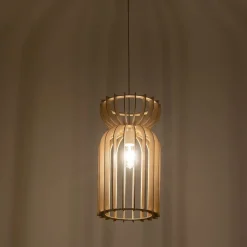 Nowodvorski Hängeleuchte E27 Ø 26 cm Weiß Natur Holz Metall wohnlich< Bürolampen|Lampen Aus Aller Welt