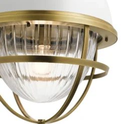 Hängelampen|Bürolampen*Elstead Hängeleuchte E27 D: 40,8 cm Metall Glas in Messing Weiß