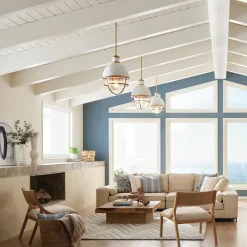 Hängelampen|Bürolampen*Elstead Hängeleuchte E27 D: 40,8 cm Metall Glas in Messing Weiß