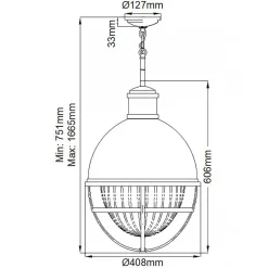 Hängelampen|Bürolampen*Elstead Hängeleuchte E27 D: 40,8 cm Metall Glas in Messing Weiß