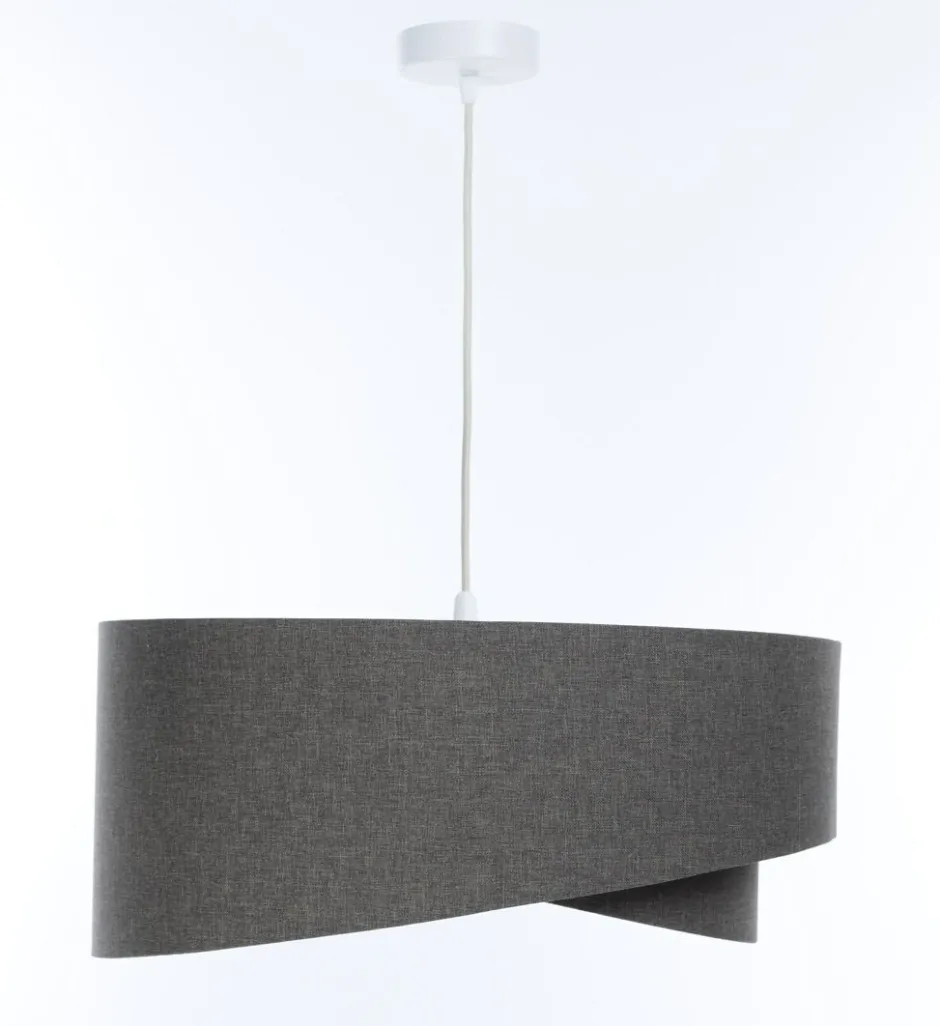 BPS Koncept Hängeleuchte E27 rund Ø 40 cm Grau Stoff Modern INGRAM< Wohnzimmerlampen|Schlafzimmer Lampen