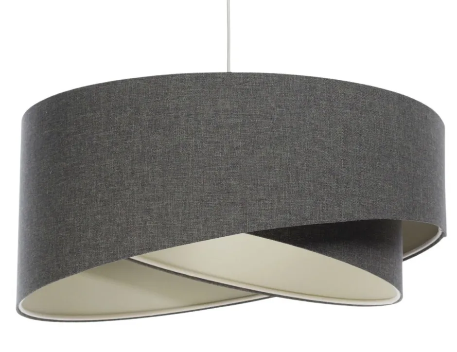 BPS Koncept Hängeleuchte E27 rund Ø 40 cm Grau Stoff Modern INGRAM< Wohnzimmerlampen|Schlafzimmer Lampen