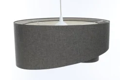 BPS Koncept Hängeleuchte E27 rund Ø 40 cm Grau Stoff Modern INGRAM< Wohnzimmerlampen|Schlafzimmer Lampen