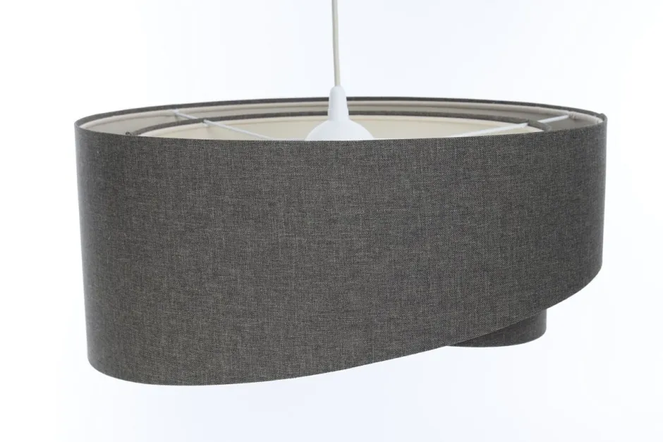 BPS Koncept Hängeleuchte E27 rund Ø 40 cm Grau Stoff Modern INGRAM< Wohnzimmerlampen|Schlafzimmer Lampen