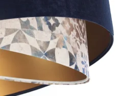 Bürolampen|Schlafzimmer Lampen*BPS Koncept Hängeleuchte E27 rund Ø 50 cm Stoff Velours Optik KARIM