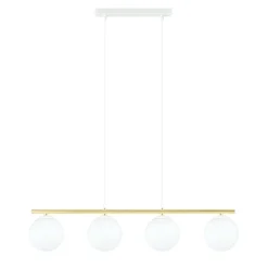 Emibig Hängeleuchte E14 Weiß Gold Kugelschirm Glas Metall< Hängelampen|Bürolampen