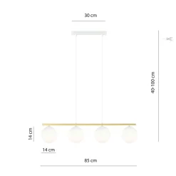 Emibig Hängeleuchte E14 Weiß Gold Kugelschirm Glas Metall< Hängelampen|Bürolampen