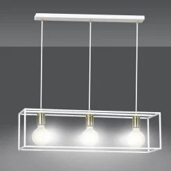 Emibig Hängeleuchte eckig Retro Weiß verstellbar 3x E27 Metall< Hängelampen|Esszimmer Lampen