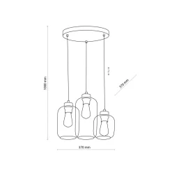 TK Lighting Hängeleuchte Esstisch Glas 3-flammig E27 elegant< Hängelampen|Esszimmer Lampen