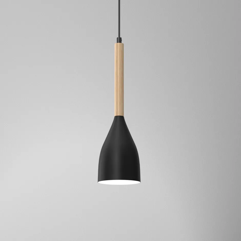 Luminex Hängeleuchte Esstisch Holz Metall E27 Ø11cm Schwarz< Esszimmer Lampen|Wohnzimmerlampen