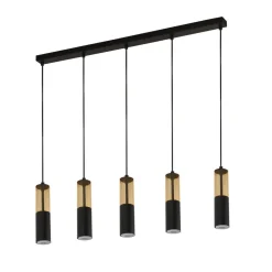 Hängelampen|Wohnzimmerlampen*Searchlight Hängeleuchte 5-flammig B: 93,5 cm Schwarz Bernstein GU10