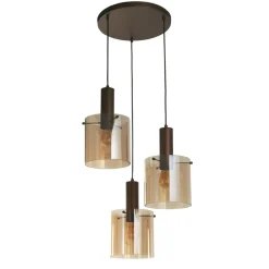 Hängelampen|Bürolampen*Searchlight Hängeleuchte 3-flammig Braun Bernstein E27 D: 47 cm