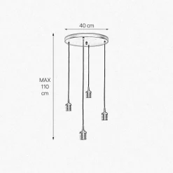 Hängelampen|Bürolampen*Giovanni Battista Hängeleuchte 4-flammig E27 D: 40 cm Messing Eisen