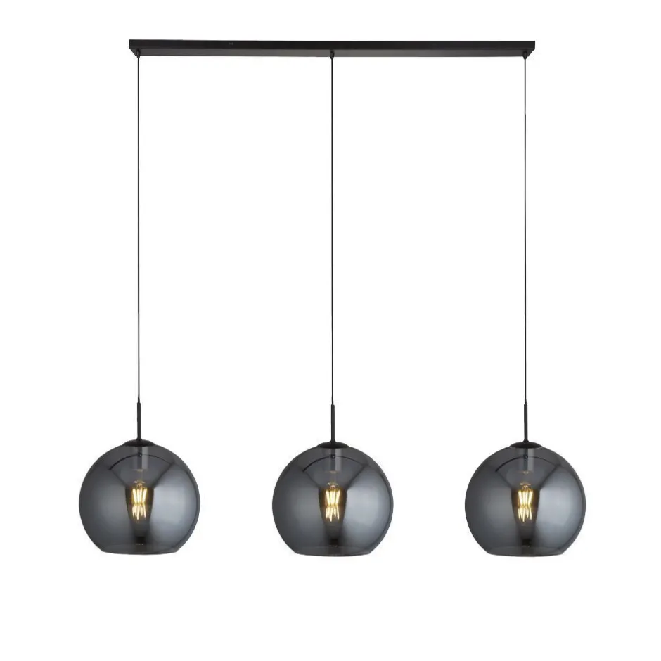 Searchlight Hängeleuchte 3-flammig E27 Schwarz Rauchgrau B: 146 cm< Hängelampen|Esszimmer Lampen