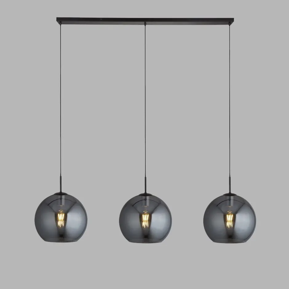 Searchlight Hängeleuchte 3-flammig E27 Schwarz Rauchgrau B: 146 cm< Hängelampen|Esszimmer Lampen