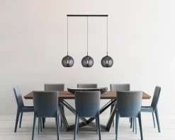 Searchlight Hängeleuchte 3-flammig E27 Schwarz Rauchgrau B: 146 cm< Hängelampen|Esszimmer Lampen