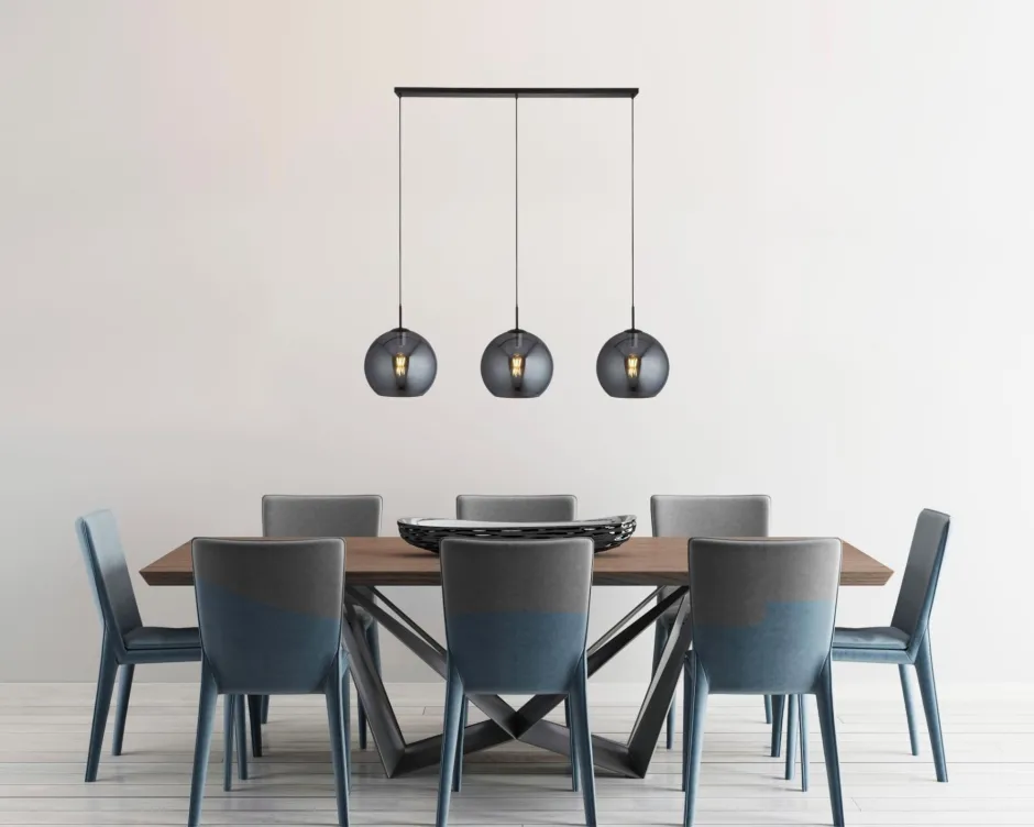 Searchlight Hängeleuchte 3-flammig E27 Schwarz Rauchgrau B: 146 cm< Hängelampen|Esszimmer Lampen