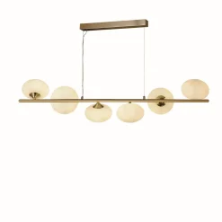 Hängelampen|Bürolampen*Searchlight Hängeleuchte 6-flammig G9 in Messing matt Weiß Glas