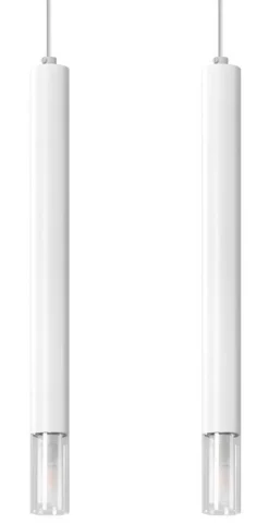 Moderne Lampen|Wohnzimmerlampen*Sollux Hängeleuchte 2-flammig G9 Weiß Metall Glas Modern
