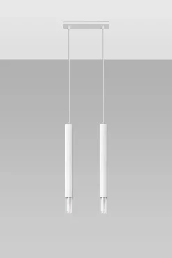 Moderne Lampen|Wohnzimmerlampen*Sollux Hängeleuchte 2-flammig G9 Weiß Metall Glas Modern