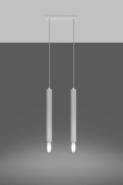 Moderne Lampen|Wohnzimmerlampen*Sollux Hängeleuchte 2-flammig G9 Weiß Metall Glas Modern