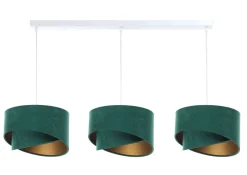 Hängelampen|Bürolampen*BPS Koncept Hängeleuchte 3-flammig Grün Gold E27 Stoff Velours Optik