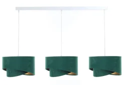 Hängelampen|Bürolampen*BPS Koncept Hängeleuchte 3-flammig Grün Gold E27 Stoff Velours Optik