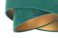 Hängelampen|Bürolampen*BPS Koncept Hängeleuchte 3-flammig Grün Gold E27 Stoff Velours Optik