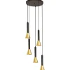 Searchlight Hängeleuchte 5-flammig GU10 Ø 37 cm in Schwarz Gold< Hängelampen|Bürolampen