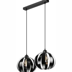 Lamkur Hängeleuchte 2-flammig höhenverstellbar Metall Schwarz E27< Küchenlampen|Kugellampen