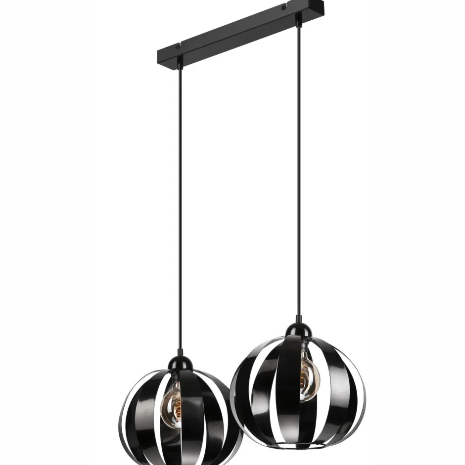 Lamkur Hängeleuchte 2-flammig höhenverstellbar Metall Schwarz E27< Küchenlampen|Kugellampen