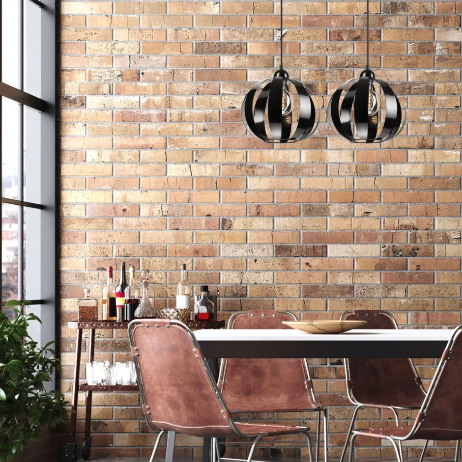 Lamkur Hängeleuchte 2-flammig höhenverstellbar Metall Schwarz E27< Küchenlampen|Kugellampen