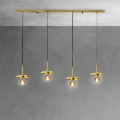 Hängelampen|Feuchtraumleuchten*Giovanni Battista Hängeleuchte 4-flammig in Bronze hell E27 Echt-Messing