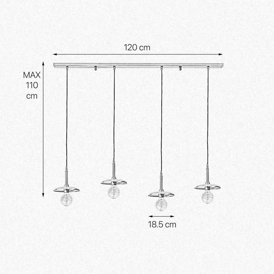 Hängelampen|Feuchtraumleuchten*Giovanni Battista Hängeleuchte 4-flammig in Bronze hell E27 Echt-Messing