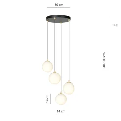 Emibig Hängeleuchte 4-flammig in Schwarz Weiß Gold< Wohnzimmerlampen|Glaslampen