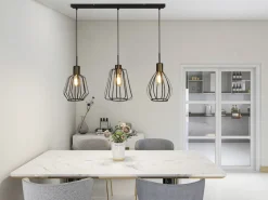 Searchlight Hängeleuchte 3-flammig in Schwarz Messing Antik E27< Hängelampen|Bürolampen