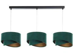 Hängelampen|Bürolampen*BPS Koncept Hängeleuchte 3-flammig in Schwarz Grün Gold E27 Velours Optik