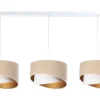BPS Koncept Hängeleuchte 3-flammig in Weiß Beige Gold E27 Stoff< Bürolampen|Wohnzimmerlampen