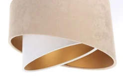 BPS Koncept Hängeleuchte 3-flammig in Weiß Beige Gold E27 Stoff< Bürolampen|Wohnzimmerlampen